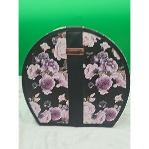 Ellen Tracy Floral Print Logo Cosmetics Makeup Travel Bag Zip